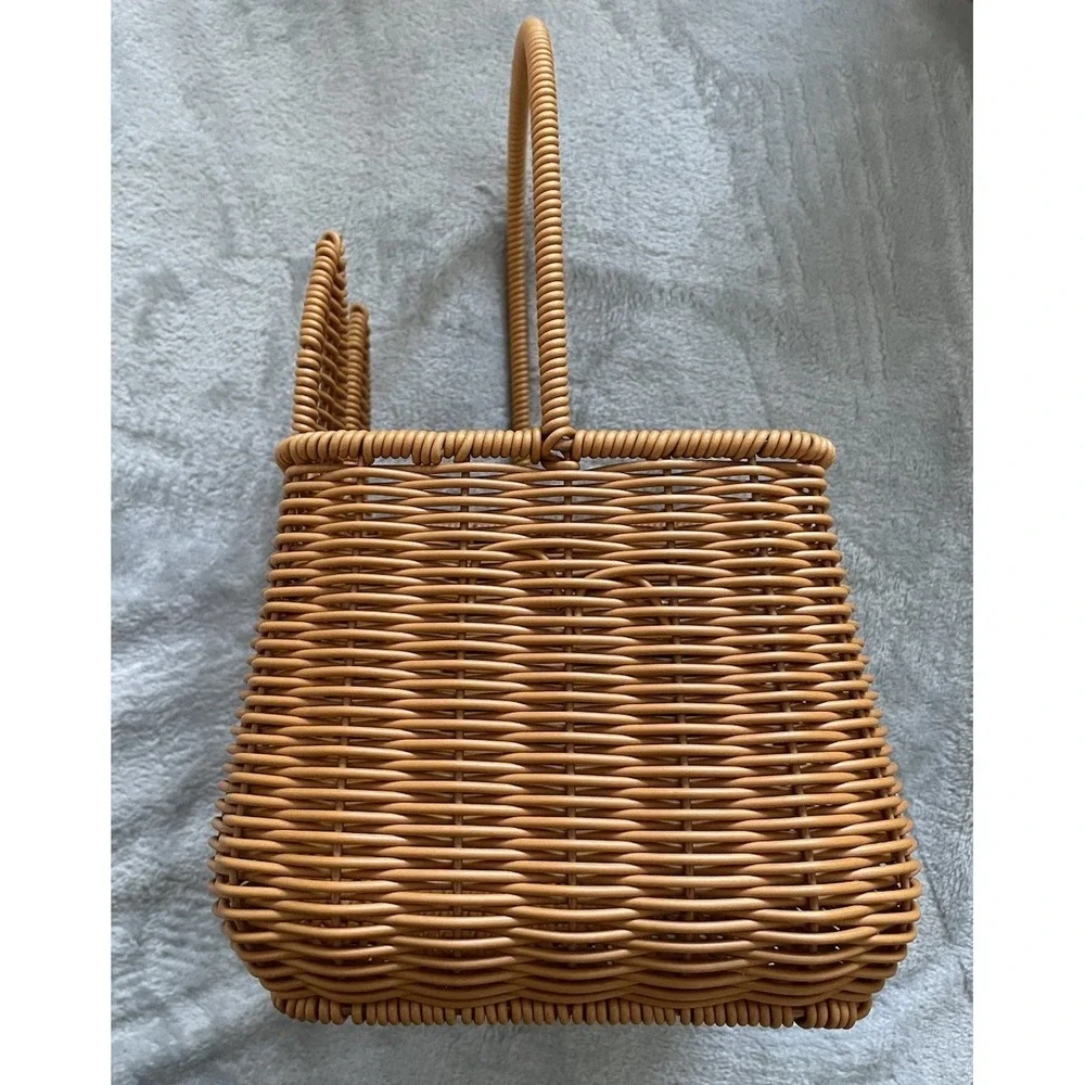 Bunny Woven Basket Rabbit Nordic Easter Tote Kawaii Cottagecore Storage Decor